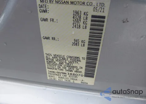 2021 Nissan Altima S Fwd from USA, damaged, VIN 1N4BL4BV9MN388070